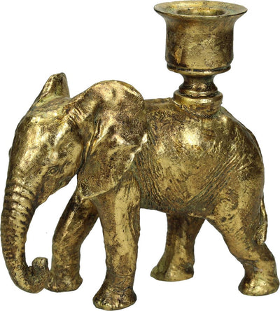 Kandelaar - Olifant goudkleurig Polyresin