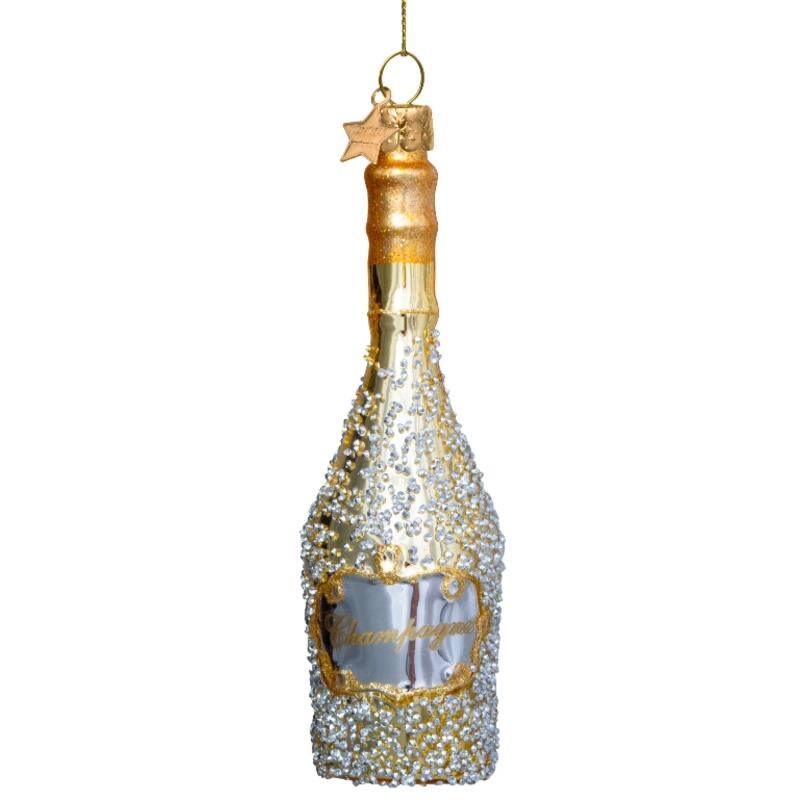 Kerstornament - Vondels Champagne fles gold/diamonds