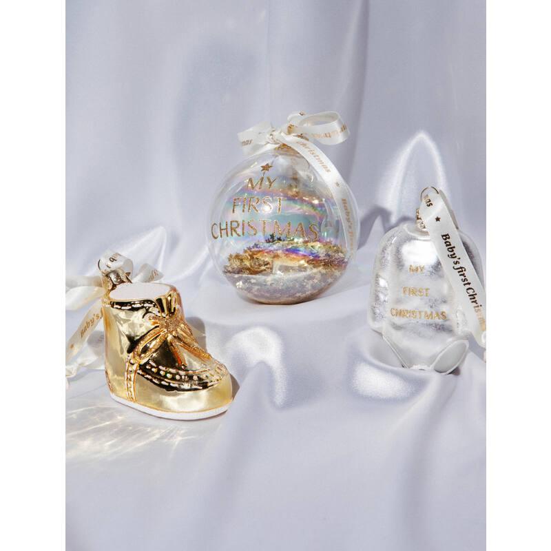 Kerstornament - Vondels Baby First Christmas Shoe Gold