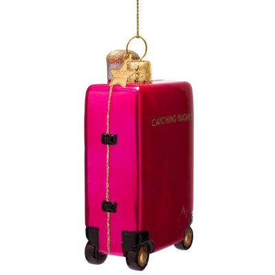 Kerstornament - Vondels Roze Koffer "Catching Flights"