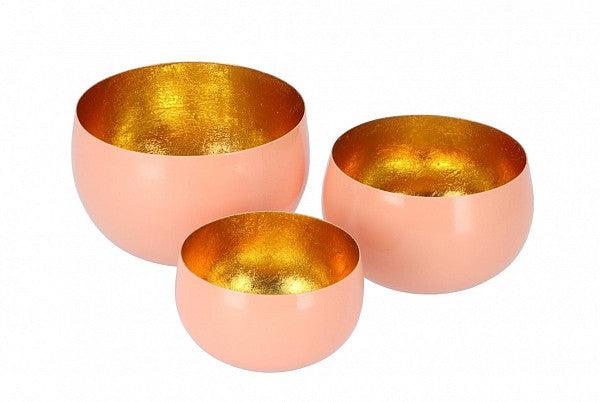 Waxinelichthouder - Egg set van drie peach royal - JungleHome