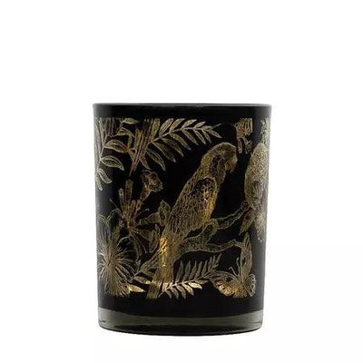Waxinelichthouder - Papegaai zwart met goud 8cm - JungleHome