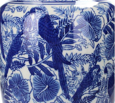 Vaas - Porselein blauw Parrot - JungleHome