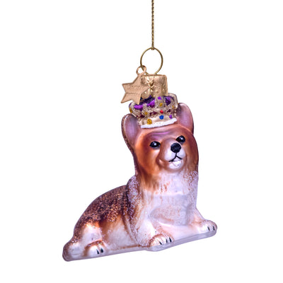 Kerstornament - Vondels Corgi met kroon