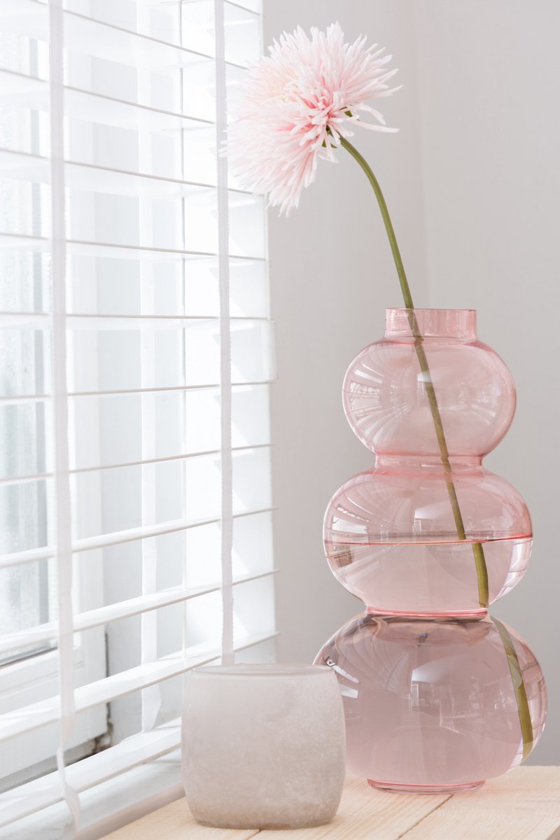 Vaas - Pleasure of Living Glas bol roze 36cm