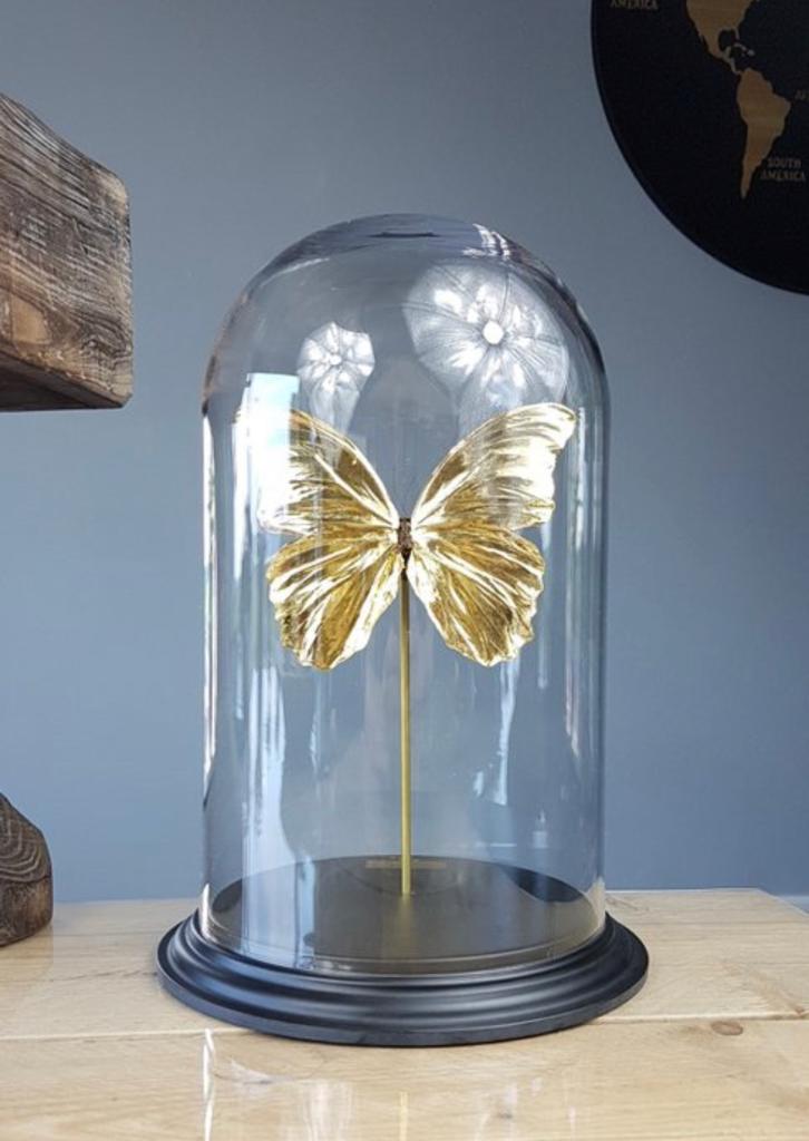 Artwork - Unieke 24kt bladgoud vergulde blauwe Morpho-vlinder