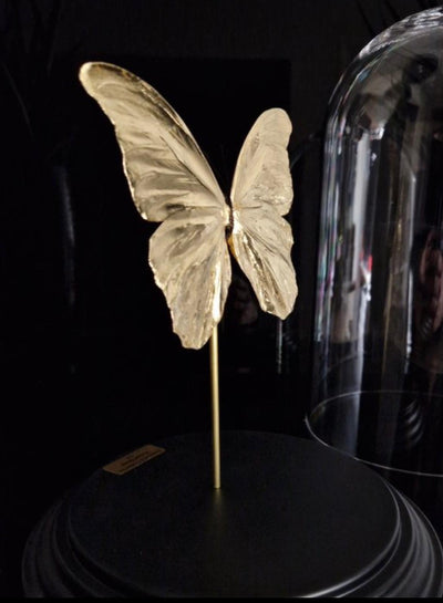 Artwork - Unieke 23kt bladgoud vergulde Morpho Didius vlinder