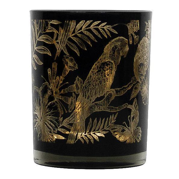 Waxinelichthouder - Papegaai zwart met goud 12cm - JungleHome