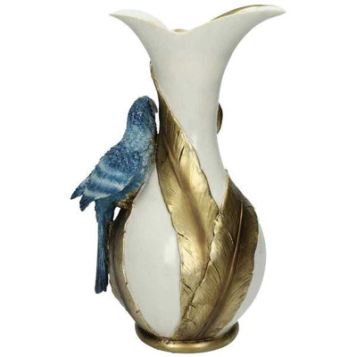Vaas - met blauw vogel 20 x 16 x 31 cm - JungleHome