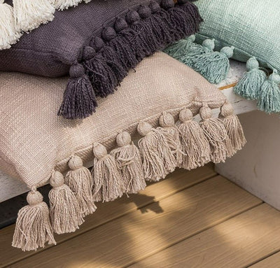 Sierkussen - Kwastjes Beige