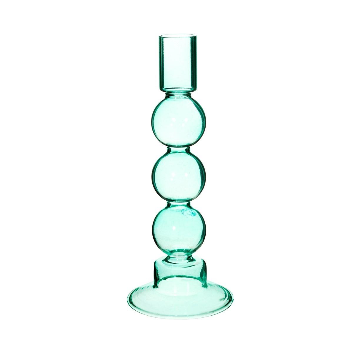Kandelaar - Grandmillennial glas bubbels Turquoise - JungleHome
