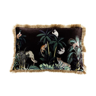 Sierkussen - Jungle fluweel gouden franjes